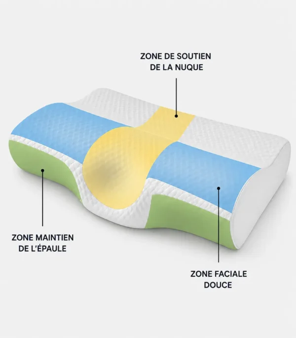 Zone de soutien de la nuque et de l'épaule, oreiller cervical dormeurs latéraux