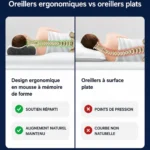 Comparaison oreiller cervical dormeurs latéraux et oreiller plat classique
