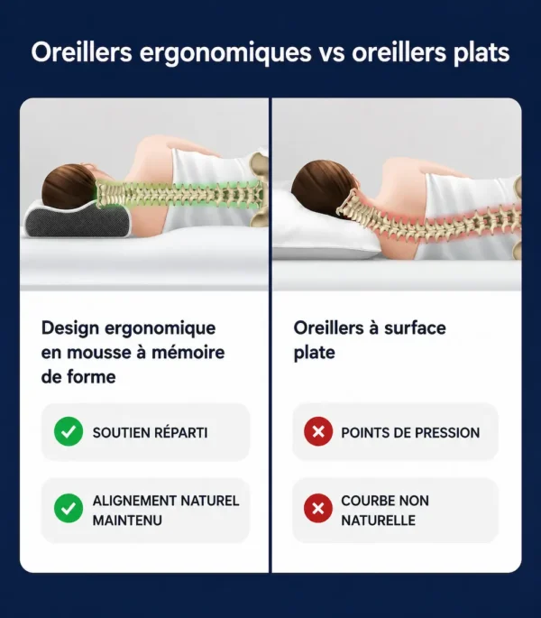 Comparaison oreiller cervical dormeurs latéraux et oreiller plat classique
