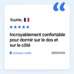 Avis client vérifié sur l'oreiller cervical dormeurs latéraux
