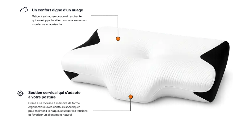 Oreiller Cervical Ergonomique – Soulage les Douleurs Cervicales