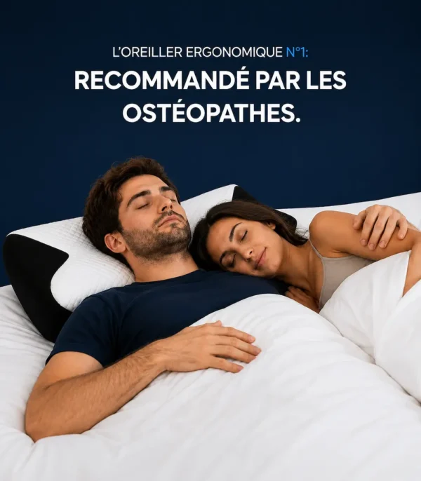 Homme dormant sur le côté avec l'oreiller cervical papillon