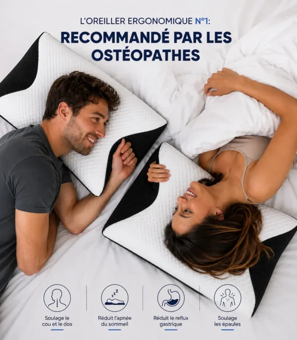 Femme dormant avec l'oreiller cervical papillon Le Somnologue