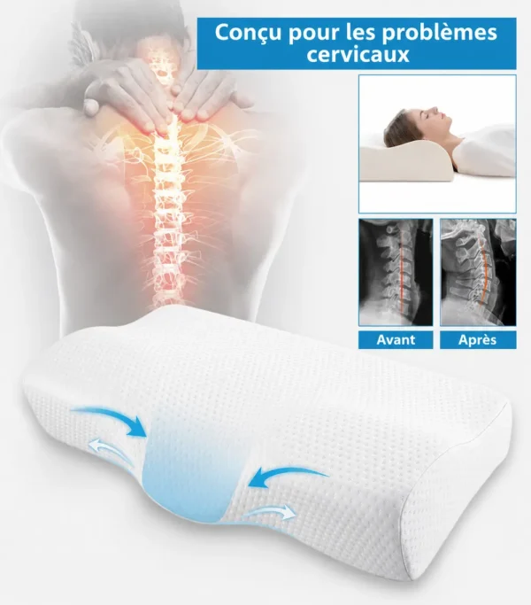 Oreiller anti-ronflement ergonomique conçu pour soulager les problèmes cervicaux