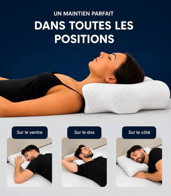 Oreiller anti-ronflement ergonomique - maintien adapté dans toutes les positions de sommeil