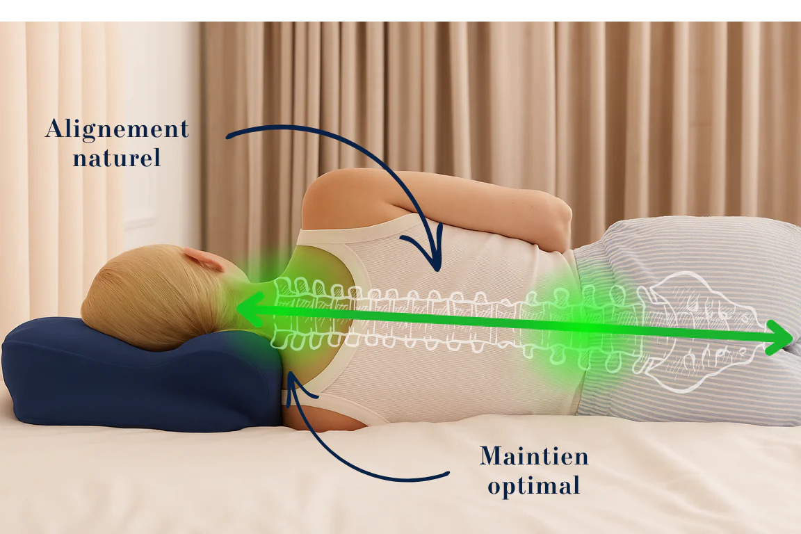 Oreiller Cervical Mémoire de Forme – Maintien Renforcé 6 Dormeur sur le ventre sans oreiller cervical adapté