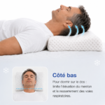 Oreiller anti-ronflement réversible - soutien optimal de la nuque pour dormir sur le côté