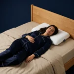 Dormeuse avec oreiller cervical plat, vue de profil