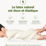 Oreiller latex classique - élasticité naturelle et fraîcheur toute la nuit