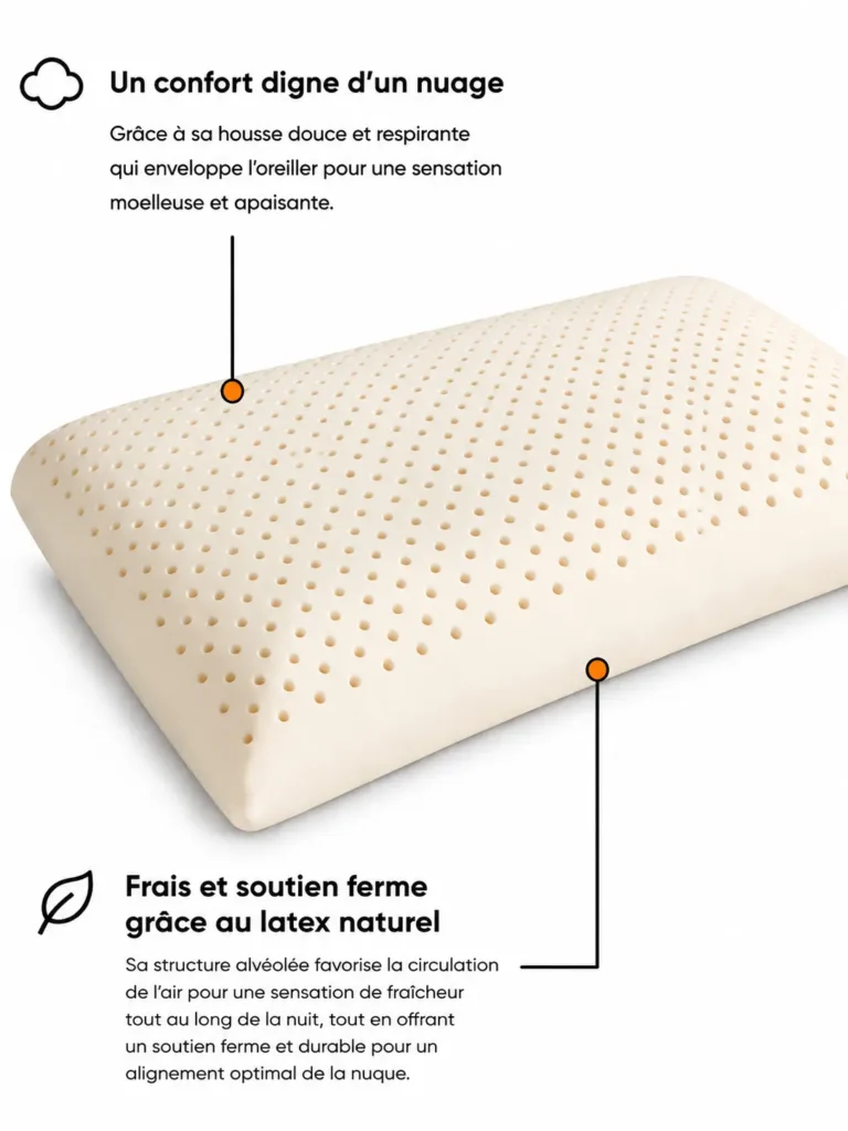 oreiller latex classique vertical