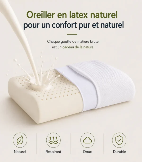 Oreiller en latex naturel - confort pur avec surface ondulée ergonomique