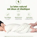 Gros plan sur la texture souple et élastique du latex naturel de l'oreiller latex picots