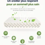 Oreiller latex picots respirant - hypoallergénique et anti-acariens pour un sommeil sain