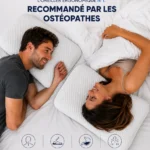 Oreiller mémoire de forme classique recommandé par les ostéopathes - couple au réveil