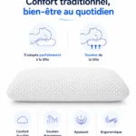 Oreiller mémoire de forme classique - confort traditionnel pour un bien-être au quotidien