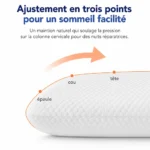 Oreiller mémoire de forme classique - ajustement en trois points pour un sommeil facilité