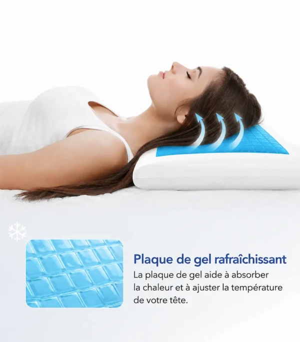 Oreiller mémoire de forme gel - effet rafraîchissant pour un sommeil confortable