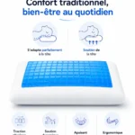 Oreiller mémoire de forme gel - technologie gel pour un confort et un bien-être quotidien