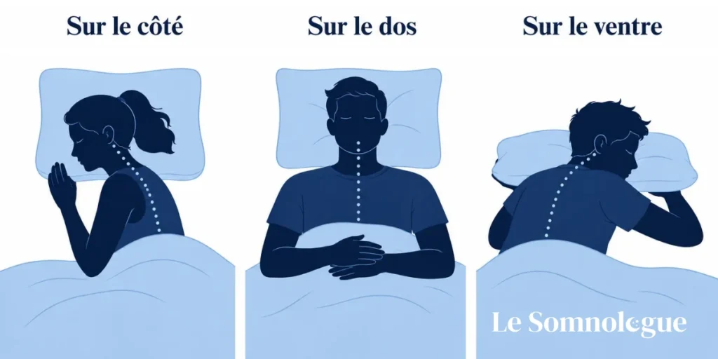 comparatif positions de sommeil et hauteur d'oreiller adaptée